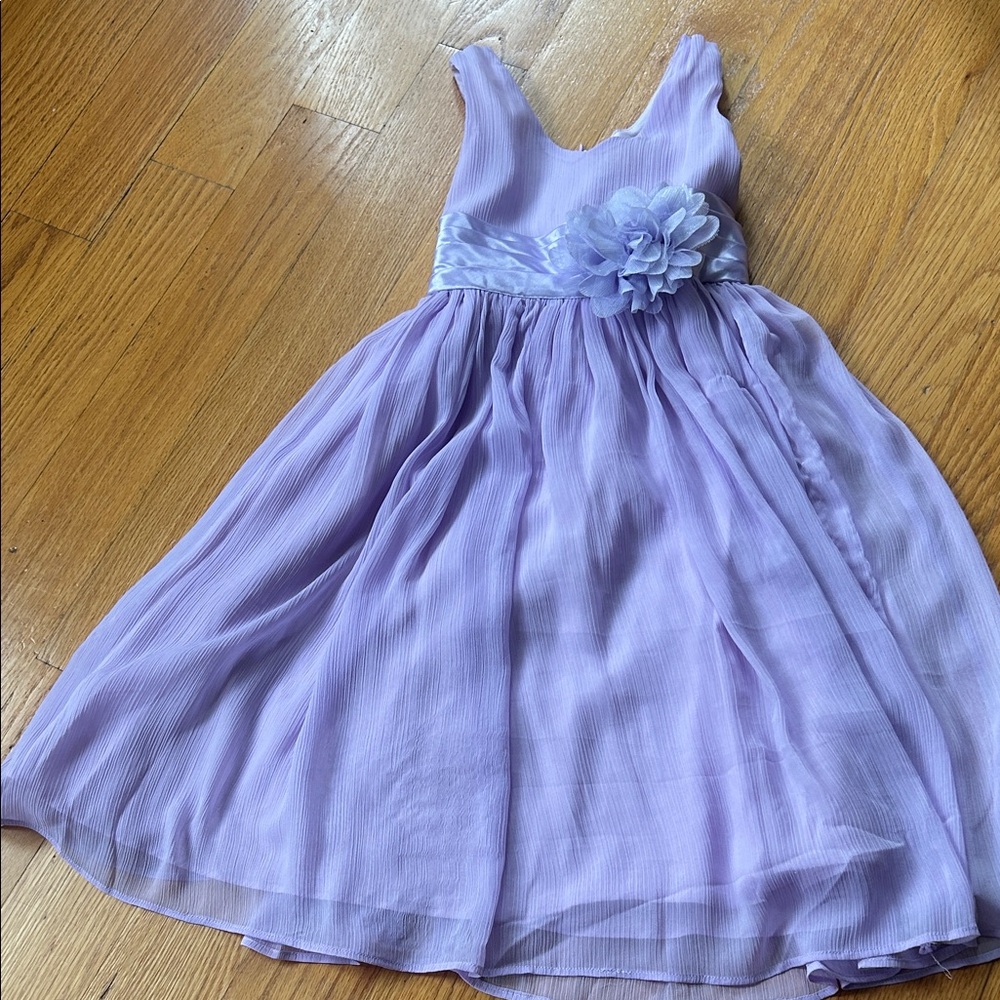 Lavender Kids Dress with Floral Accent